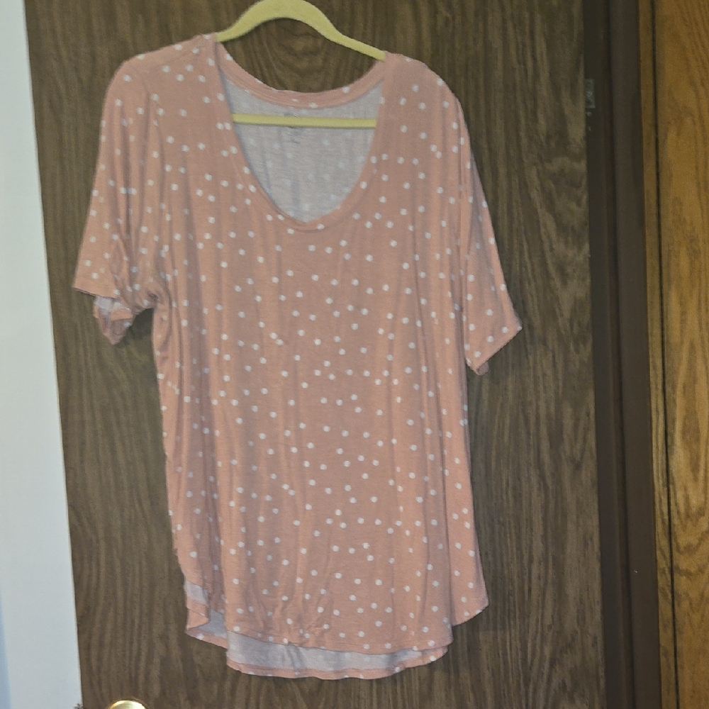 Maurices 24/7 Pink & White Polka Dot Top